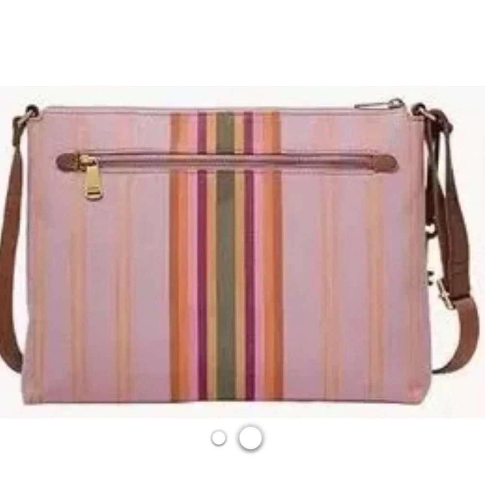 Fossil Kinley Womens Crosbody Bright Stripe Pink Women Fabric Bag purse fabric - Picture 2 of 7